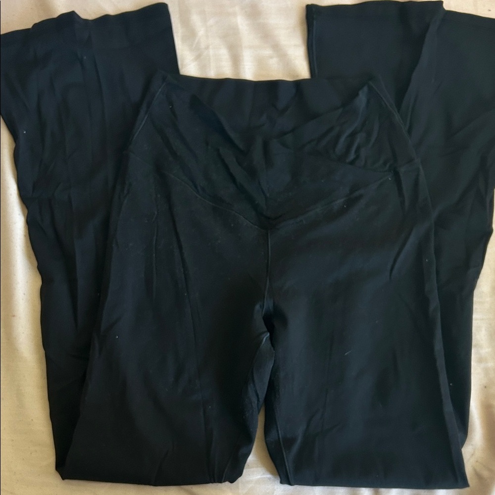 High-Rise Black Stretch Flared Leggings